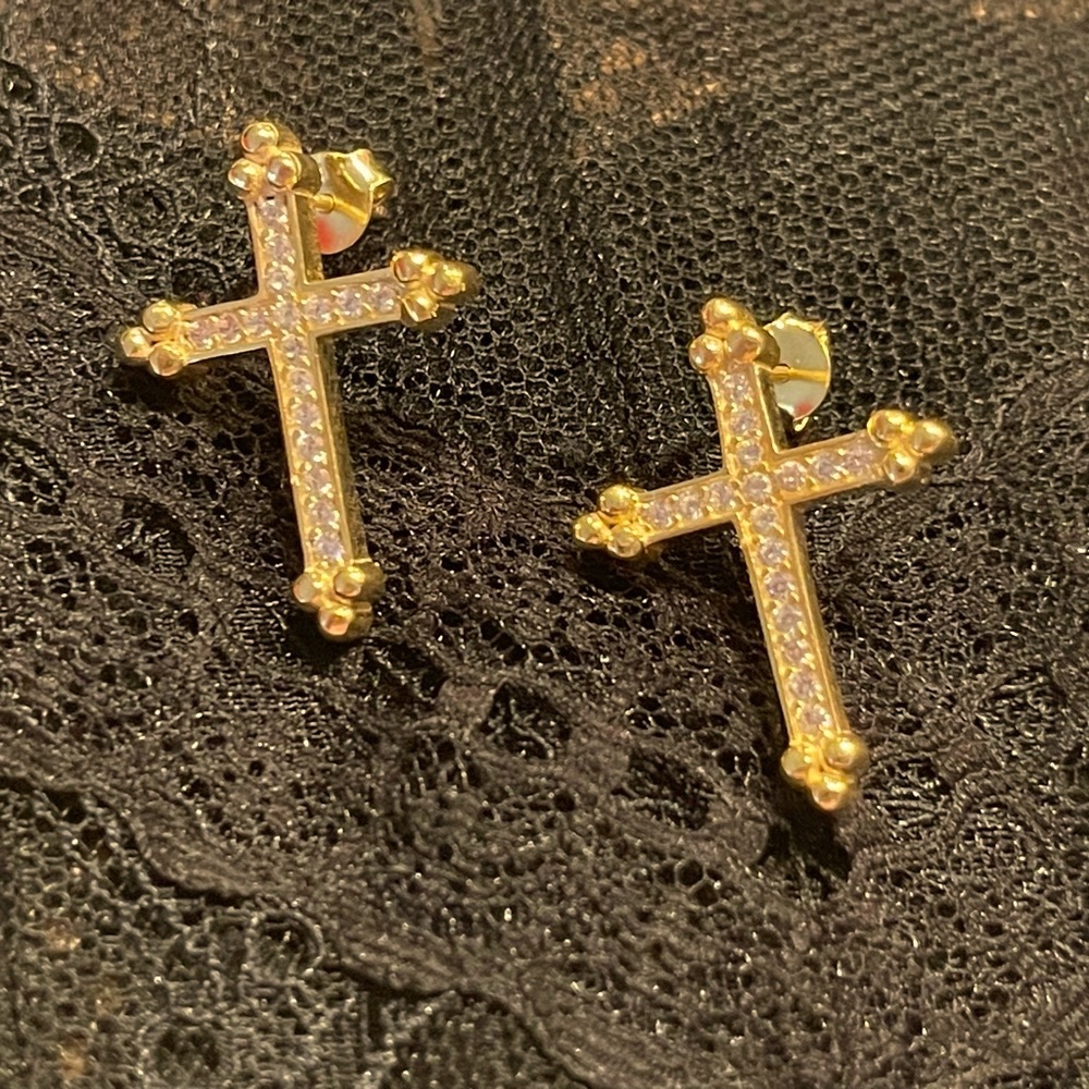 🖤🔥 HOT TREND D&G-Inspired 925 Sterling Silver Cross Stud Earrings